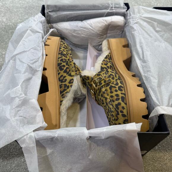 Roberto Cavalli Class NIB Cortina Faux Fur Lug Loafer Mule Leopard Buckle Sz 8M - Picture 10 of 14